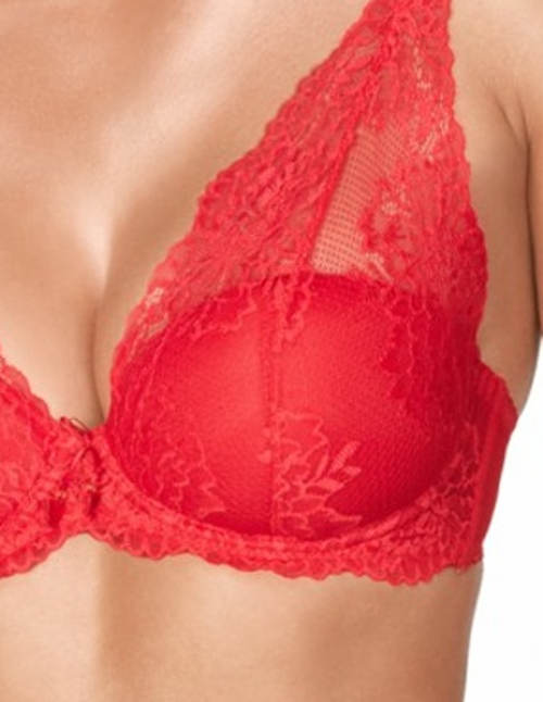 Červená krajková podprsenka bralette