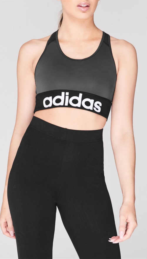 Šedá podprsenka na cvičení Adidas k vysokým legínám