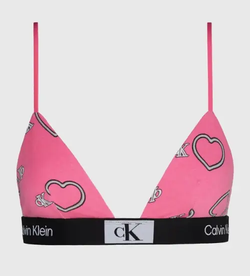 Růžová podprsenka Calvin Klein se srdíčky, tenká špagetová ramínka